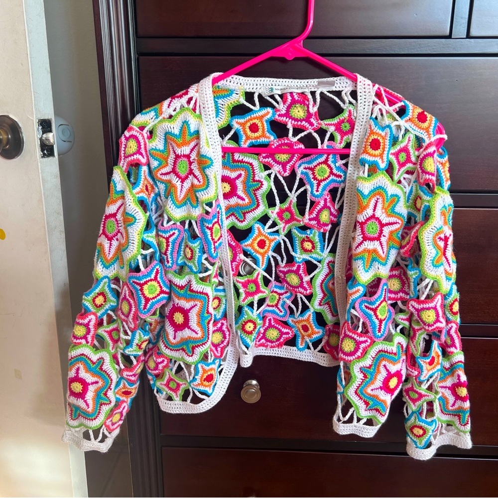 Marisa Cristina colorful floral embroidered cardigan